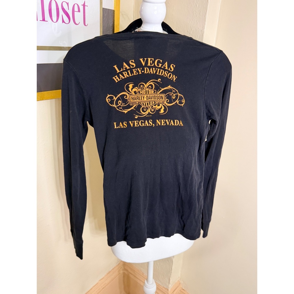 Harley Davidson Womens Long Sleeve Graphic T-Shirt Black Las Vegas Nevada Size M - Picture 2 of 3